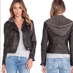 Free People vegan leather hooded jacket